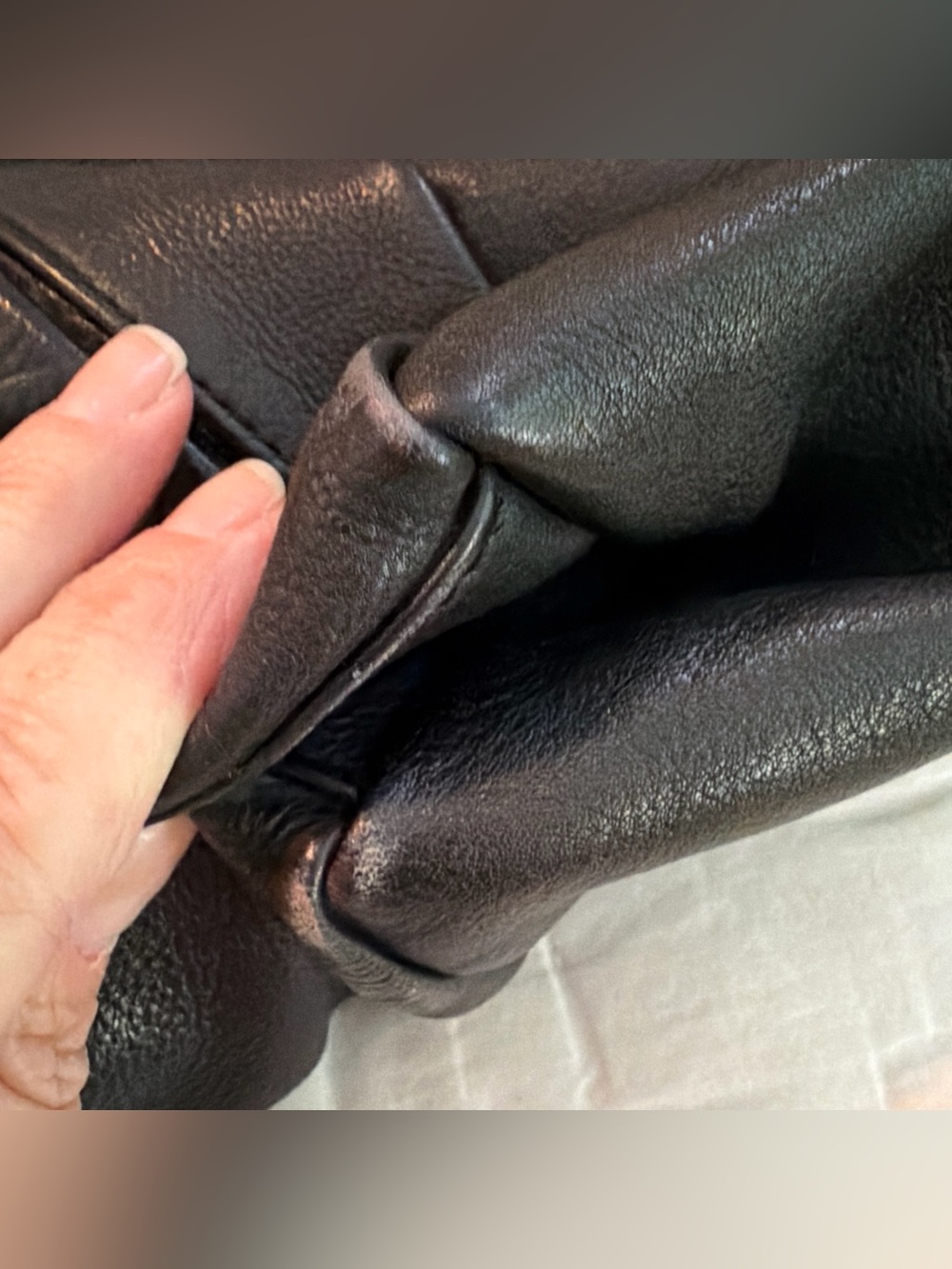 $298 Free People Black Large Slouchy Washed Leather Lucca Tote Bag Anthropologie - Picture 6 of 16